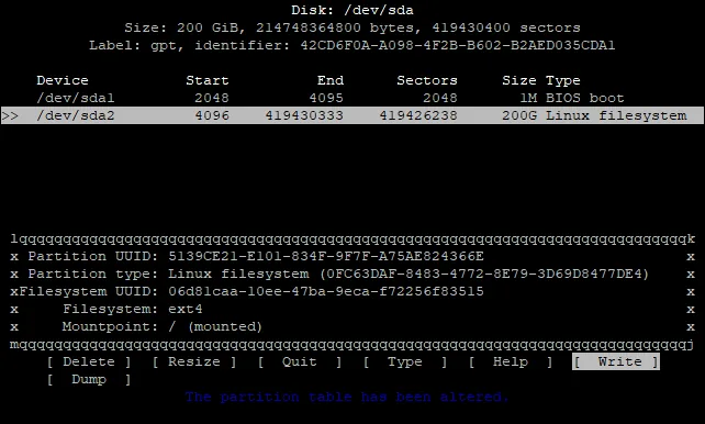 Partition tablosu güncellendi