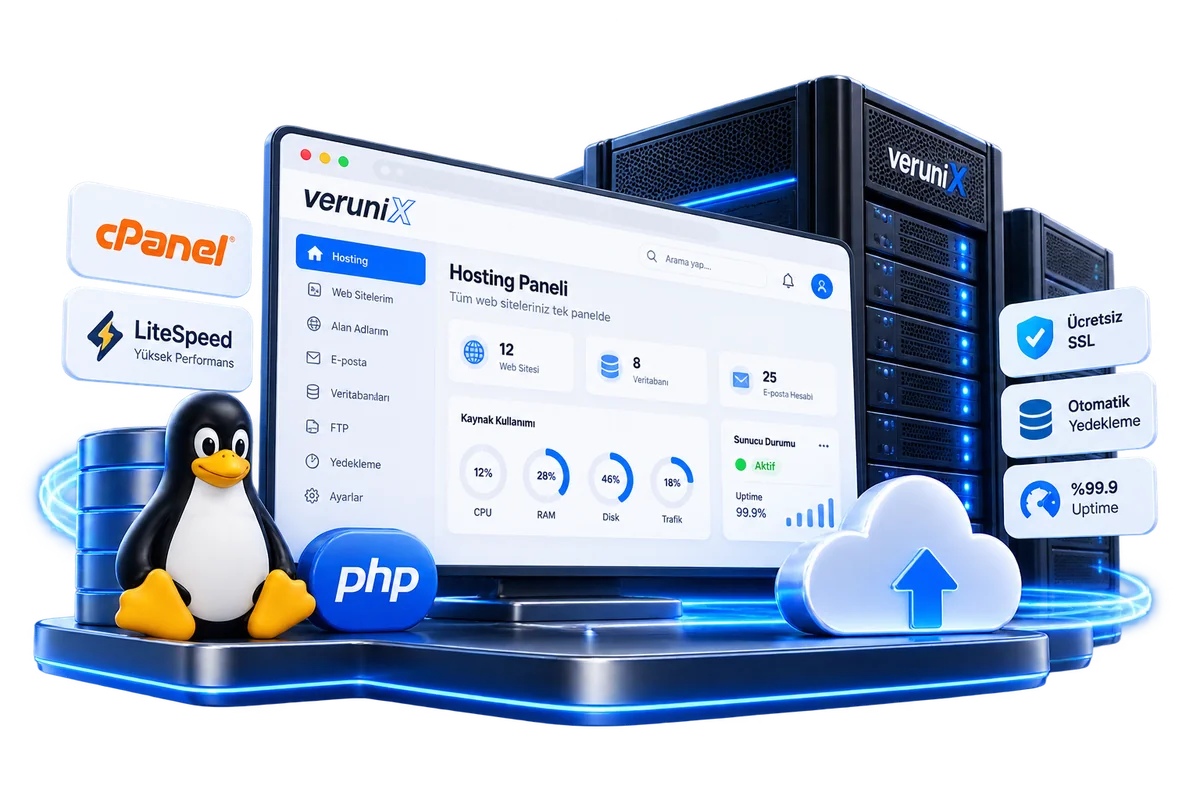 Verunix Linux Hosting: cPanel, LiteSpeed ve NVMe SSD altyapılı Linux sunucular