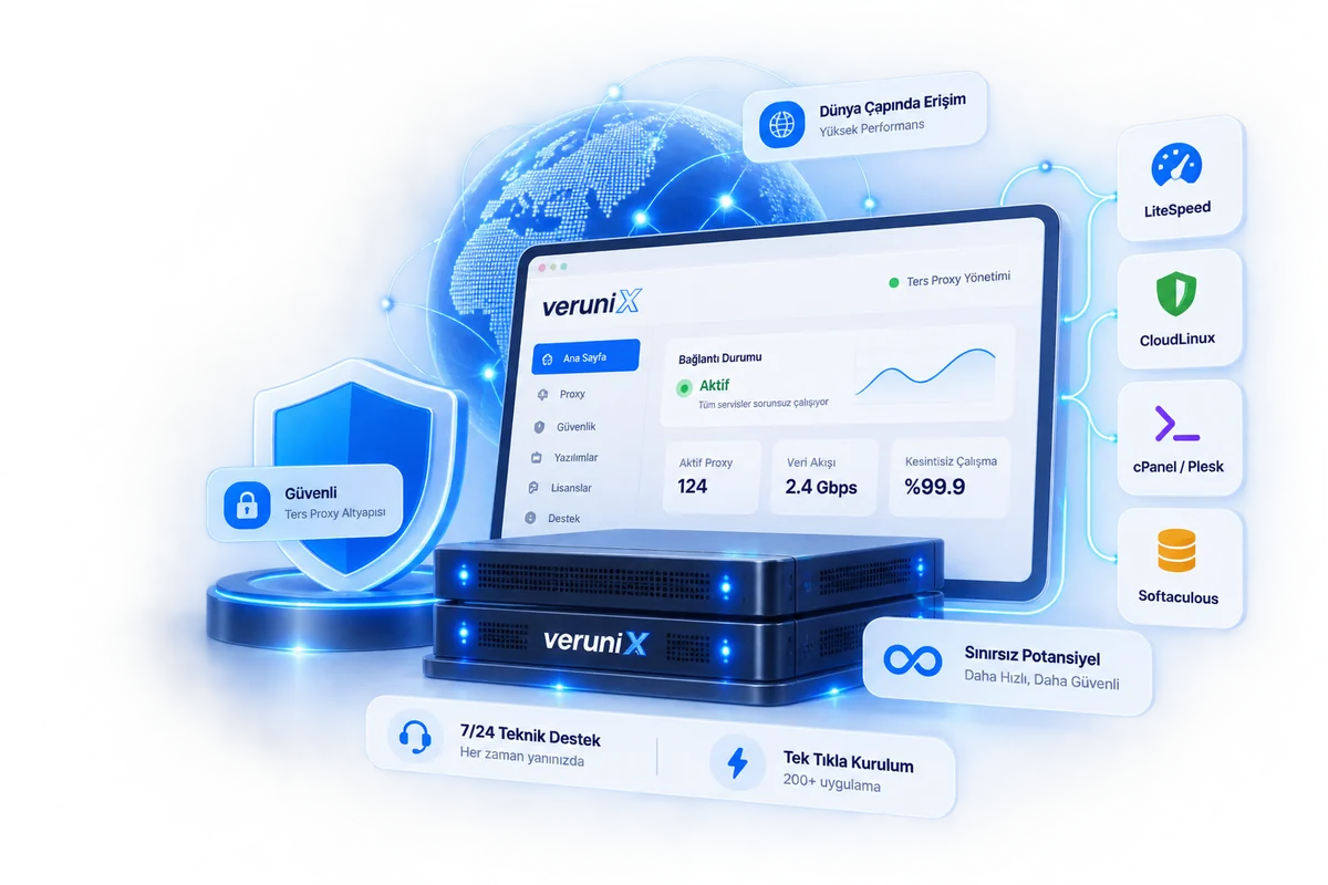 Verunix Yazılım Lisansları: cPanel, Plesk, LiteSpeed, CloudLinux ve daha fazlası