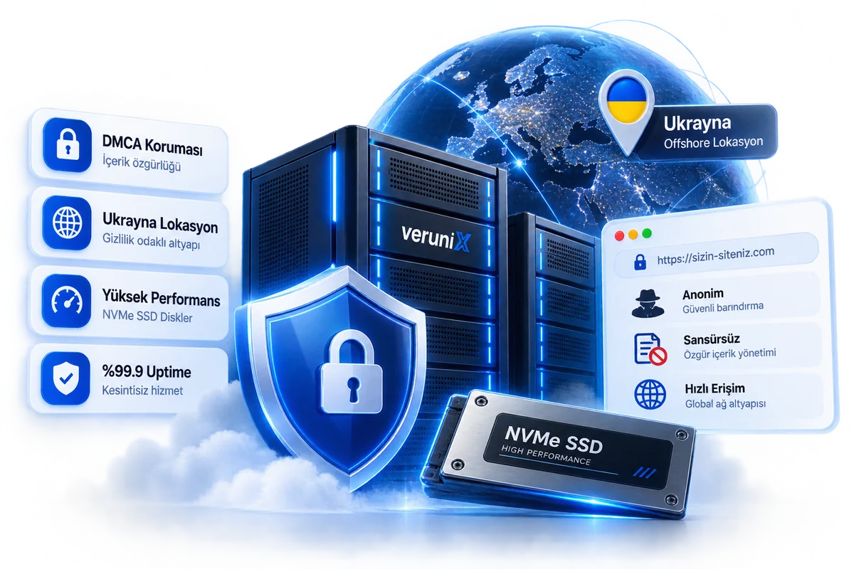 Verunix Offshore VDS: Ukrayna lokasyonlu, DMCA free anonim sanal sunucu