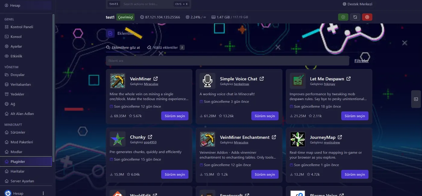 Plugin kurulumu - VeinMiner, WorldEdit ve binlerce eklenti