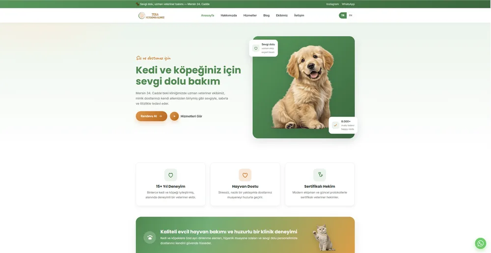 Tera Veteriner Kliniği Web Sitesi