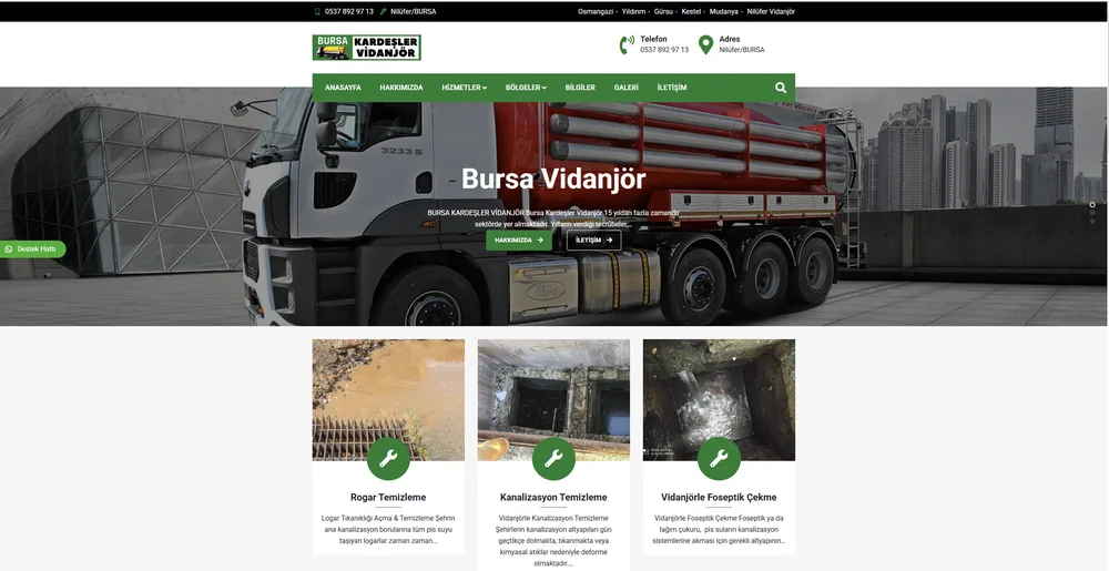 Bursa Kardeşler Vidanjör Web Sitesi