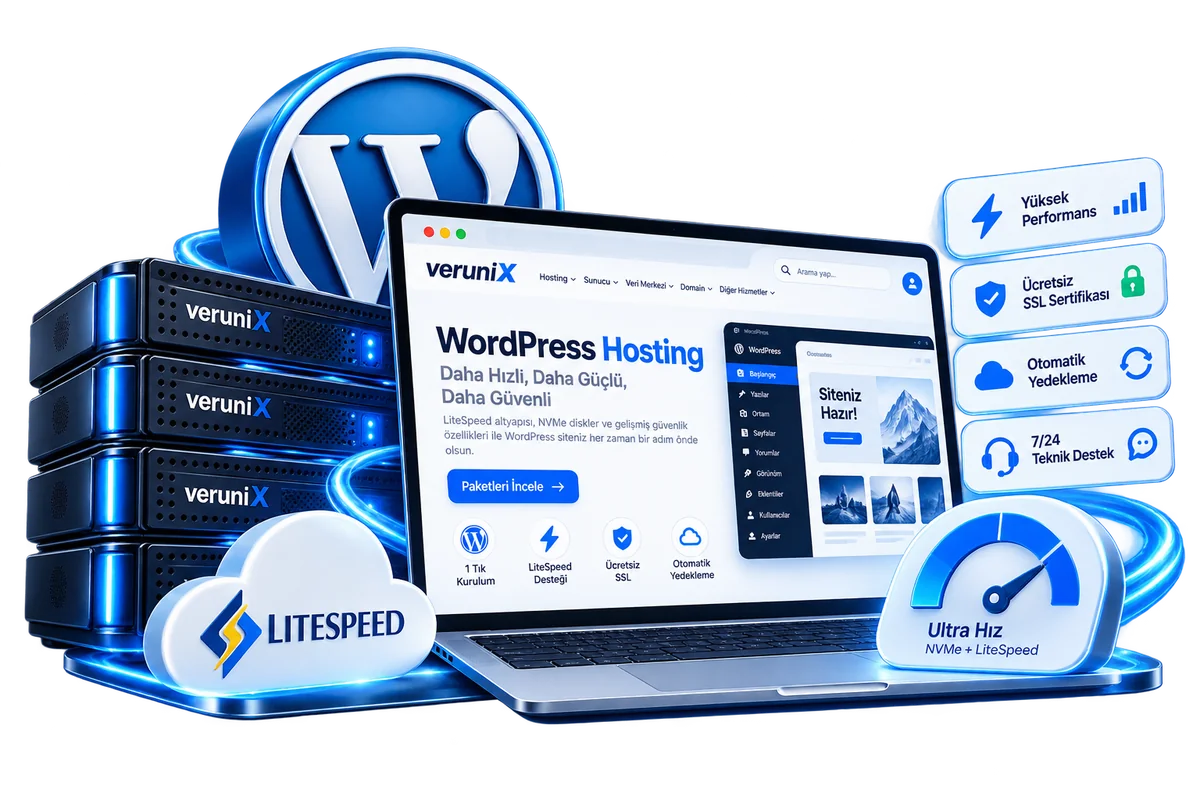 Verunix WordPress Hosting: LiteSpeed önbellek, ücretsiz SSL ve otomatik yedekleme